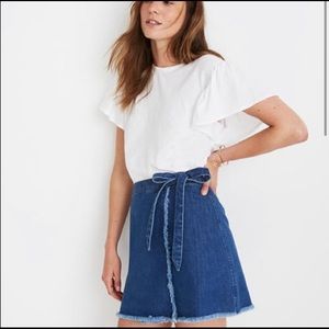 Madewell Raw-Hem Mini Wrap Skirt